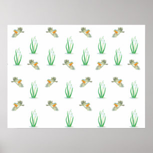 Red Robin Birds en Snowdrops Spring Patroon Poster