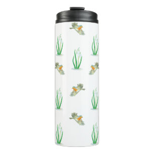 Red Robin Birds en Snowdrops Spring Patroon Thermosbeker