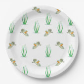 Red Robin Birds & Snowdrops Playful Spring Pattern Papieren Bordje (Voorkant)