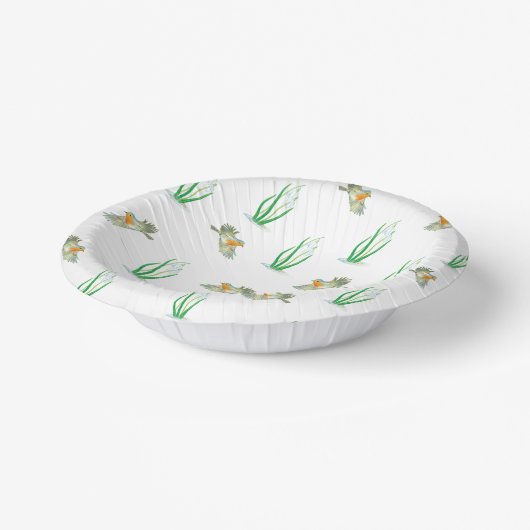 Red Robin Birds & Snowdrops Playful Spring Pattern Papieren Kommen (Gebogen)