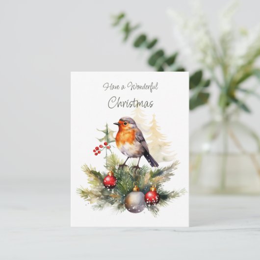Red Robin Christmas Postcard Briefkaart (Staand voorkant)
