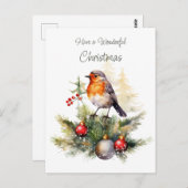 Red Robin Christmas Postcard Briefkaart (Voorkant / Achterkant)