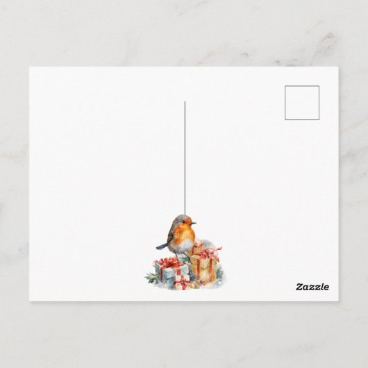 Red Robin Christmas Postcard Briefkaart (Achterkant)