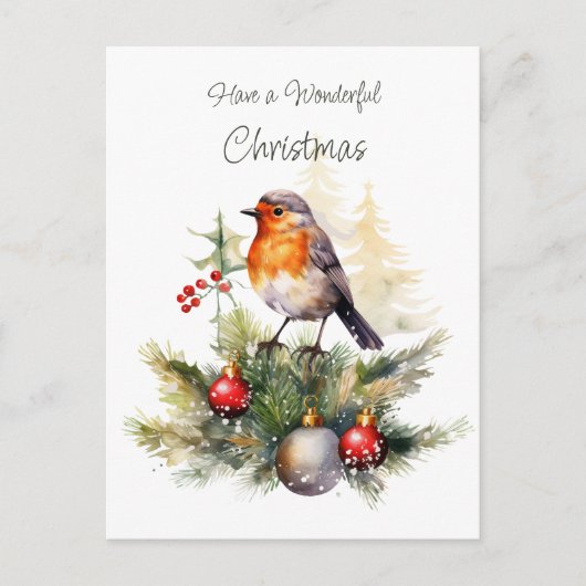 Red Robin Christmas Postcard Briefkaart (Voorkant)