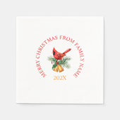 Red Robin en Gold kerstballen op wit en groen Servet (Voorkant)