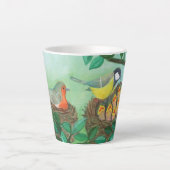 Red Robin en Great Tit Bird Nesting Latte Mok (Voorkant)