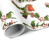 Red Robin en Holly bessen verpakkingspapier Cadeaupapier (Rol Hoek)