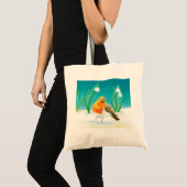 Red Robin (Erithacus rubecula) en Snowdrops Tote Bag (Voorkant (product))