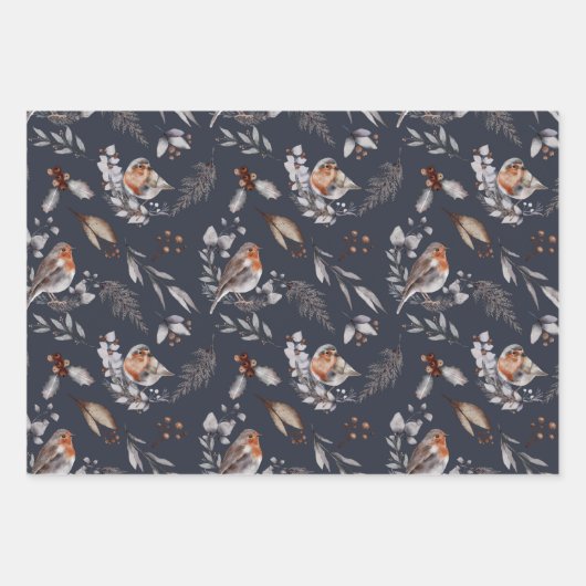 Red Robin Festive Kerstmis Inpakpapier Vel (Voorkant 3)