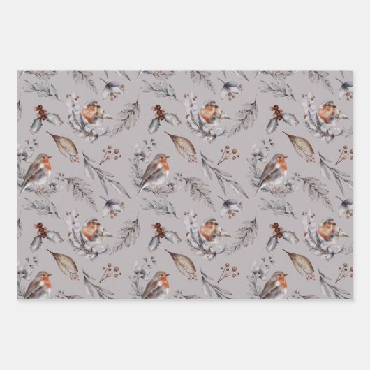 Red Robin Festive Kerstmis Inpakpapier Vel (Voorkant 2)