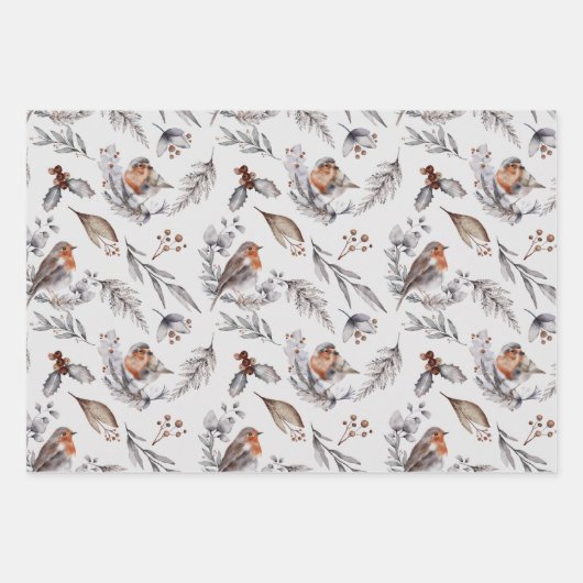 Red Robin Festive Kerstmis Inpakpapier Vel (Voorkant)