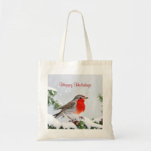 Red Robin Holiday Christmas Canvas tas