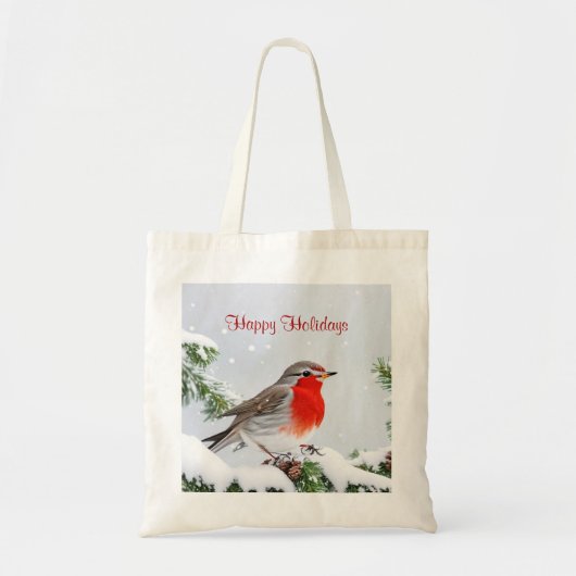 Red Robin Holiday Christmas Canvas tas (Voorkant)