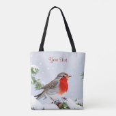 Red Robin Holiday Christmas Canvas tas (Achterkant)