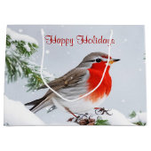 Red Robin Holiday Christmas Gift Bag Groot Cadeauzakje (Voorkant)