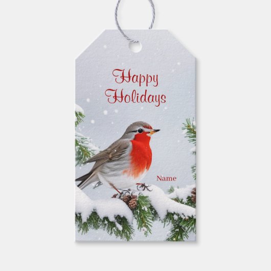 Red Robin Holiday Christmas Gift Label Cadeaulabel (Voorkant)