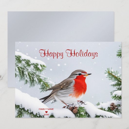 Red Robin Holiday Christmas Kaart (Voorkant / Achterkant)