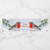 Red Robin Holiday Christmas Waterfles Label Etiket (Enkel label)