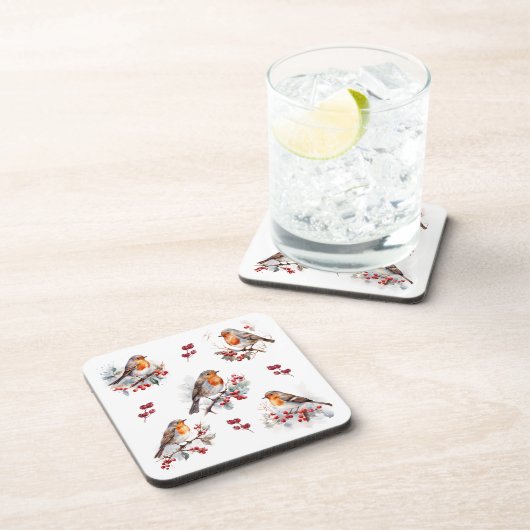 Red Robin Holly Christmas Bier Onderzetter (Rechterzijde)