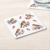 Red Robin Holly Christmas Kartonnen Onderzetters (Schuin)