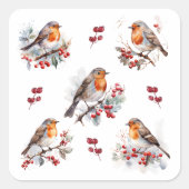 Red Robin Holly Christmas Vierkante Sticker (Voorkant)