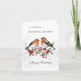 Red Robin Holly Grootouders Kerst Kaart