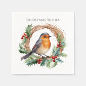 Red Robin Holly Krans Kerstmis Servet (Voorkant)