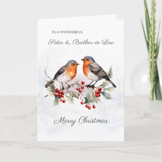 Red Robin Holly Sister zwager Kerstmis Kaart (Voorkant)