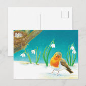 Red Robin Illustration Aankondigingskaart (Voorkant / Achterkant)