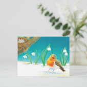 Red Robin Illustration Aankondigingskaart (Staand voorkant)