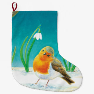 Red Robin Illustration Grote Kerstsok