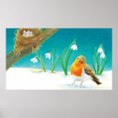 Red Robin Illustration Poster (Voorkant)