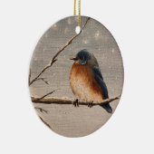 Red Robin in de sneeuw Keramisch Ornament (Rechts)