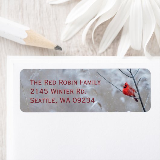 Red Robin in de sneeuwkerst Etiket (Insitu)