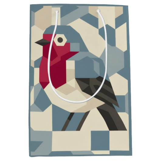 Red Robin in Vector Block Gift Bag - Medium Cadeauzakje (Voorkant)