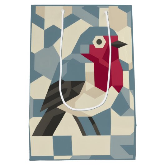 Red Robin in Vector Block Gift Bag - Medium Cadeauzakje (Achterkant)