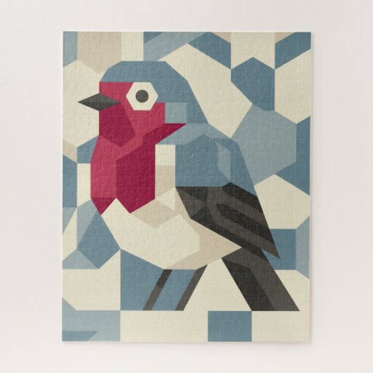 Red Robin in Vector Block Jigsaw Puzzle Legpuzzel (Verticaal)