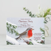 Red Robin Kerstfeest Vakantie uitnodiging (Staand voorkant)