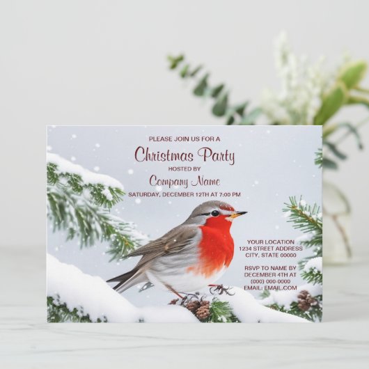 Red Robin Kerstfeest Vakantie uitnodiging (Staand voorkant)