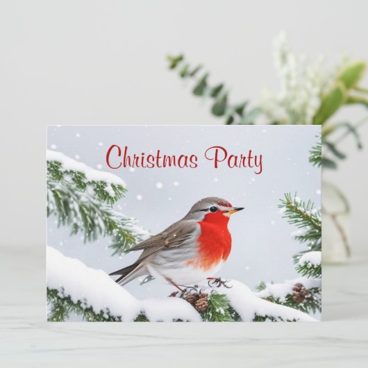 Red Robin Kerstfeest Vakantie uitnodiging (Staand voorkant)