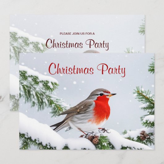 Red Robin Kerstfeest Vakantie uitnodiging (Voorkant / Achterkant)