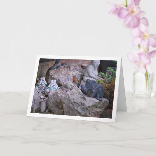 Red Robin op Rockery Kaart (Orchidee)