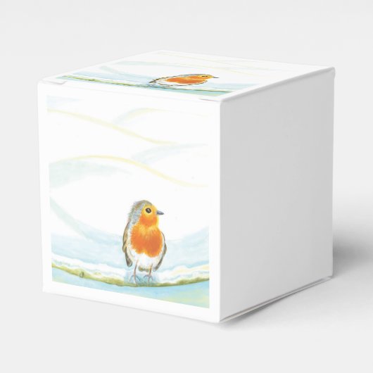 Red Robin op sneeuwbijkantoor in de winter Bedankdoosjes (Voorkant Zijde)