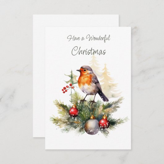 Red Robin Pine Christmas Enclosure Card Informatiekaartje (Voorkant / Achterkant)