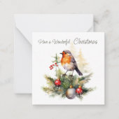 Red Robin Pine Christmas Enclosure Card Notitiekaartje (Voorkant)