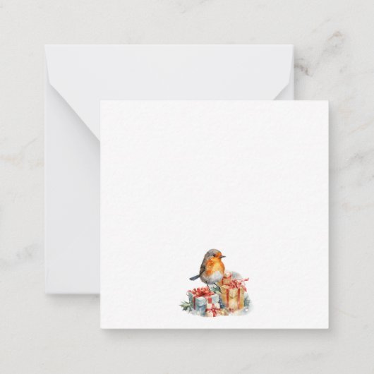 Red Robin Pine Christmas Enclosure Card Notitiekaartje (Achterkant)