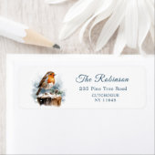 Red Robin Pine Cone Christmas retour adreslabel Etiket (Insitu)