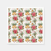Red Robin Poinsettia Bells Kerstmis Servet (Voorkant)