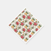 Red Robin Poinsettia Bells Kerstmis Servet (Hoek)