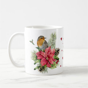 Red Robin Poinsettia Christmas Mok